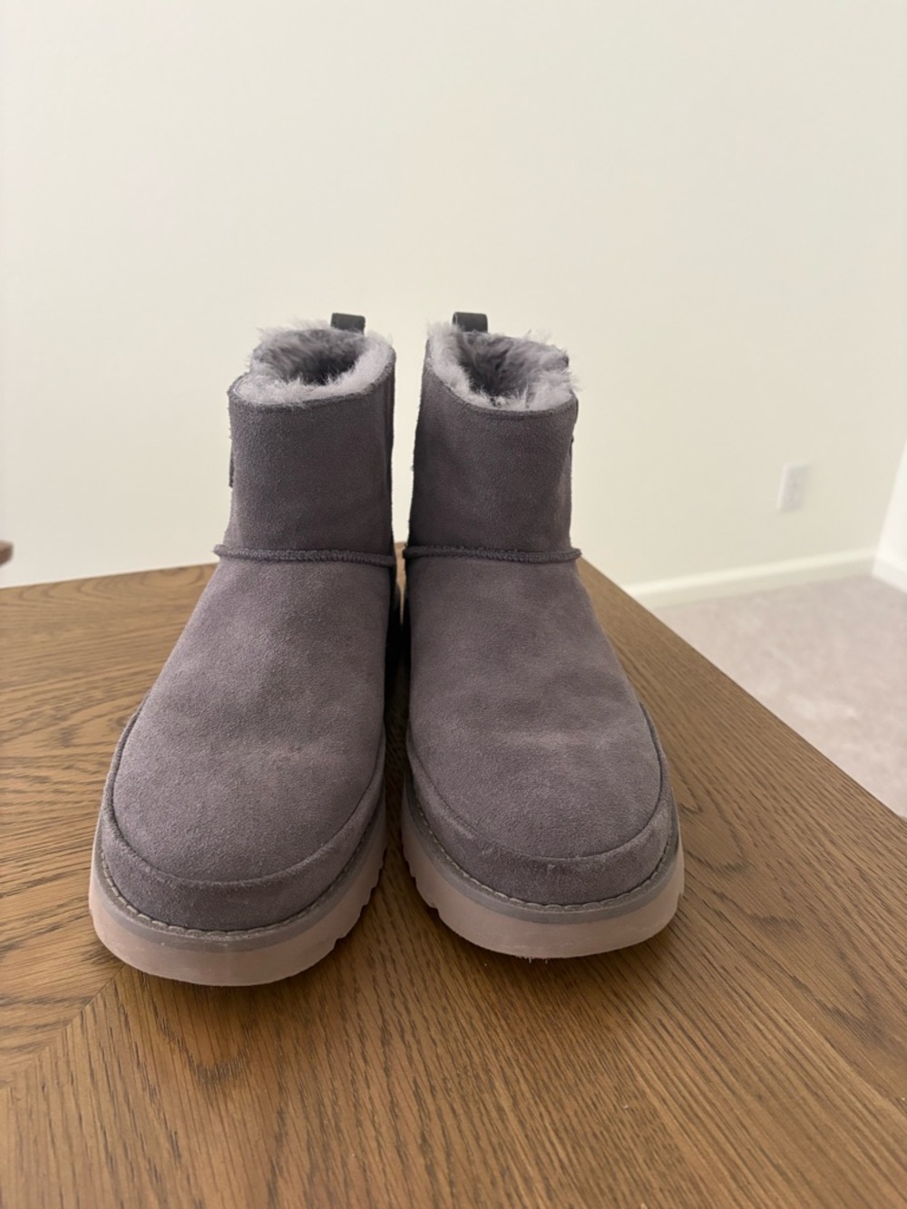 UGG Short Suede Shearling Boots in Gray
